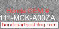Honda 61111-MCK-A00ZA genuine part number image