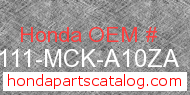 Honda 61111-MCK-A10ZA genuine part number image