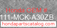 Honda 61111-MCK-A30ZB genuine part number image