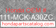 Honda 61111-MCK-A30ZC genuine part number image