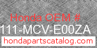 Honda 61111-MCV-E00ZA genuine part number image