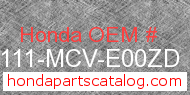 Honda 61111-MCV-E00ZD genuine part number image
