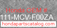 Honda 61111-MCV-F00ZA genuine part number image