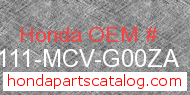 Honda 61111-MCV-G00ZA genuine part number image