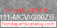Honda 61111-MCV-G00ZB genuine part number image