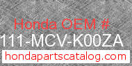 Honda 61111-MCV-K00ZA genuine part number image