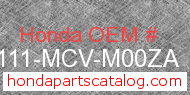 Honda 61111-MCV-M00ZA genuine part number image