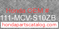Honda 61111-MCV-S10ZB genuine part number image