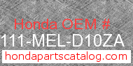 Honda 61111-MEL-D10ZA genuine part number image