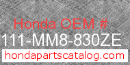 Honda 61111-MM8-830ZE genuine part number image