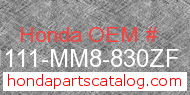 Honda 61111-MM8-830ZF genuine part number image