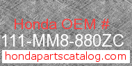 Honda 61111-MM8-880ZC genuine part number image