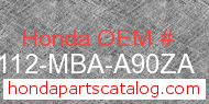 Honda 61112-MBA-A90ZA genuine part number image