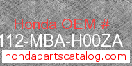 Honda 61112-MBA-H00ZA genuine part number image