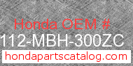 Honda 61112-MBH-300ZC genuine part number image
