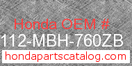 Honda 61112-MBH-760ZB genuine part number image