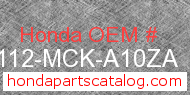 Honda 61112-MCK-A10ZA genuine part number image