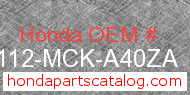 Honda 61112-MCK-A40ZA genuine part number image