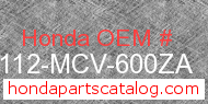 Honda 61112-MCV-600ZA genuine part number image