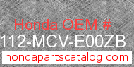 Honda 61112-MCV-E00ZB genuine part number image