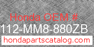 Honda 61112-MM8-880ZB genuine part number image