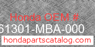Honda 61301-MBA-000 genuine part number image