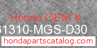 Honda 61310-MGS-D30 genuine part number image