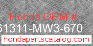 Honda 61311-MW3-670 genuine part number image