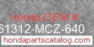Honda 61312-MCZ-640 genuine part number image