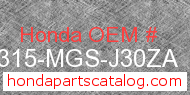 Honda 61315-MGS-J30ZA genuine part number image