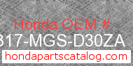Honda 61317-MGS-D30ZA genuine part number image