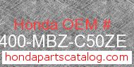 Honda 61400-MBZ-C50ZE genuine part number image