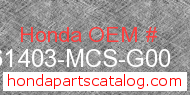 Honda 61403-MCS-G00 genuine part number image