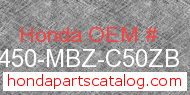 Honda 61450-MBZ-C50ZB genuine part number image
