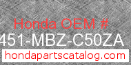 Honda 61451-MBZ-C50ZA genuine part number image