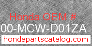 Honda 64000-MCW-D01ZA genuine part number image