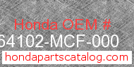 Honda 64102-MCF-000 genuine part number image