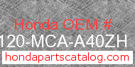 Honda 64120-MCA-A40ZH genuine part number image