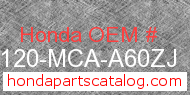 Honda 64120-MCA-A60ZJ genuine part number image