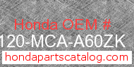 Honda 64120-MCA-A60ZK genuine part number image