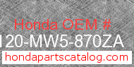 Honda 64120-MW5-870ZA genuine part number image