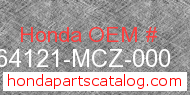 Honda 64121-MCZ-000 genuine part number image