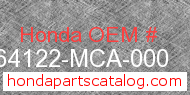 Honda 64122-MCA-000 genuine part number image