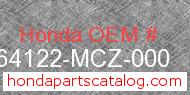 Honda 64122-MCZ-000 genuine part number image