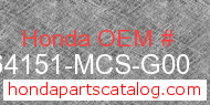 Honda 64151-MCS-G00 genuine part number image