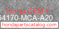 Honda 64170-MCA-A20 genuine part number image