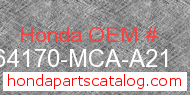 Honda 64170-MCA-A21 genuine part number image