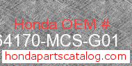 Honda 64170-MCS-G01 genuine part number image