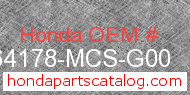 Honda 64178-MCS-G00 genuine part number image