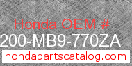 Honda 64200-MB9-770ZA genuine part number image